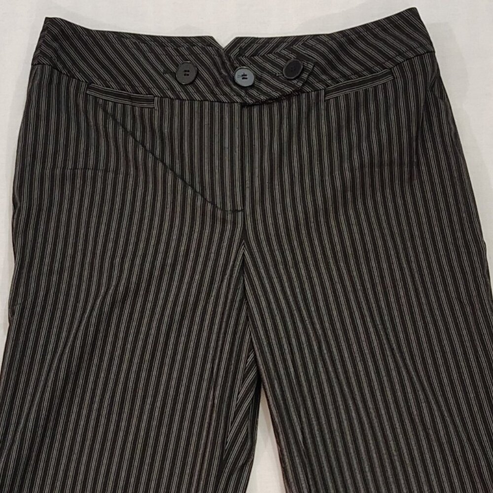 Ann Taylor Loft Julie Trouser Dress Pants Womens Size 6 Pinstripe Wide Leg Black - Picture 3 of 15